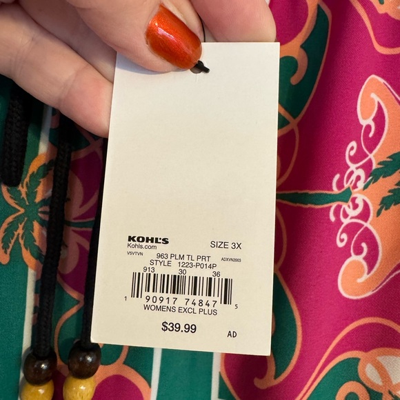 NWT  Wide Leg Tropical Palm Tree Print Pants   PLUS:  3X       #F - Picture 8 of 8